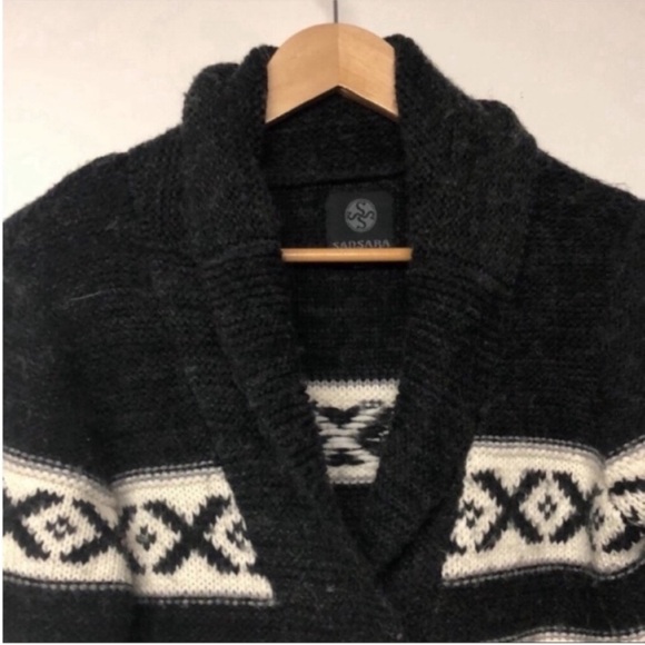 Sansara Jaquard Wool Button Down Sweater Cardigan - Picture 2 of 6